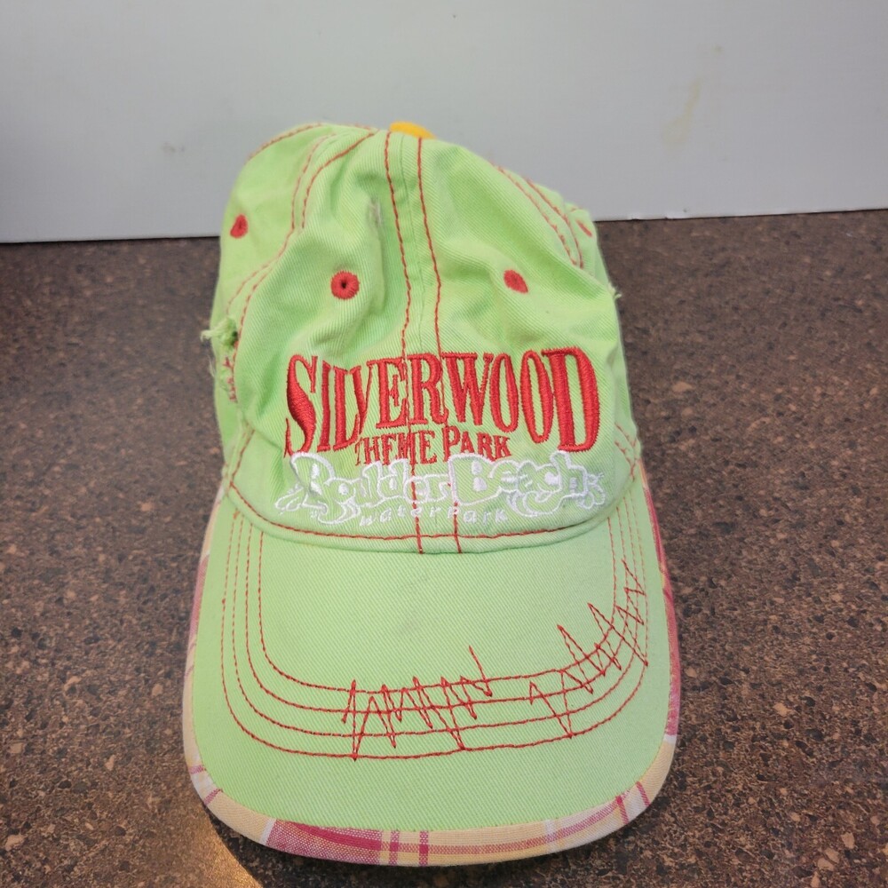 Vintage Jhats Baseball Cap Hat Womens Green Embroidered Silverwood Theme Park